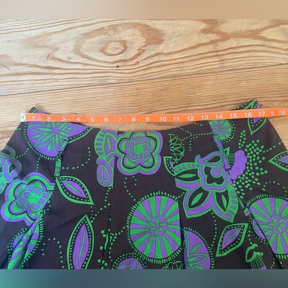100% Cotton Bandolino A-line Skirt with Pleats Brown and Purple Green Size 12 - Picture 9 of 14